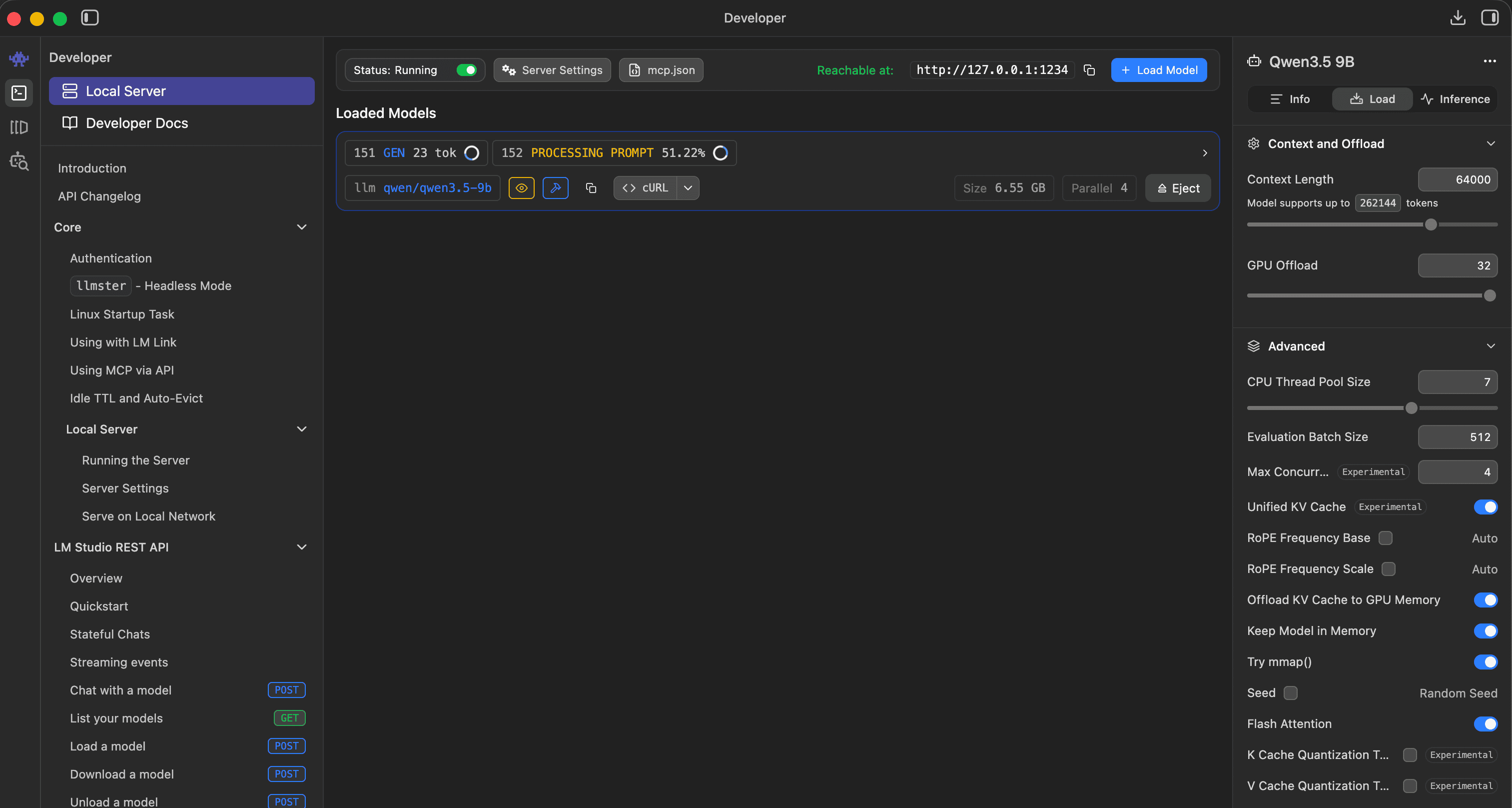 LM Studio’s Load panel — bump Context Length to 64000 here, per model